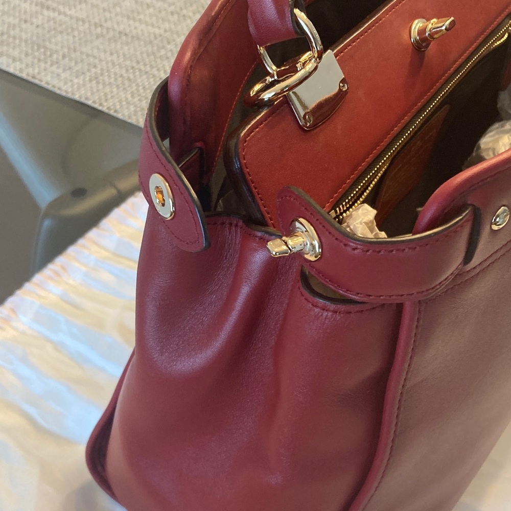 Coach Red Gramercy Leather Satchel - Picture 3 of 9
